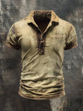 Men's casual retro corduroy short sleeve polo shirt