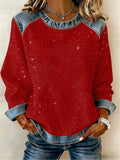 Women's Christmas Patchwork Casual Sweatshirt