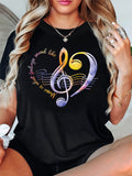 Watercolor Treble Clef Heart T-Shirt