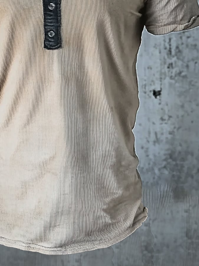 Men's casual solid color short sleeve waffle polo shirt