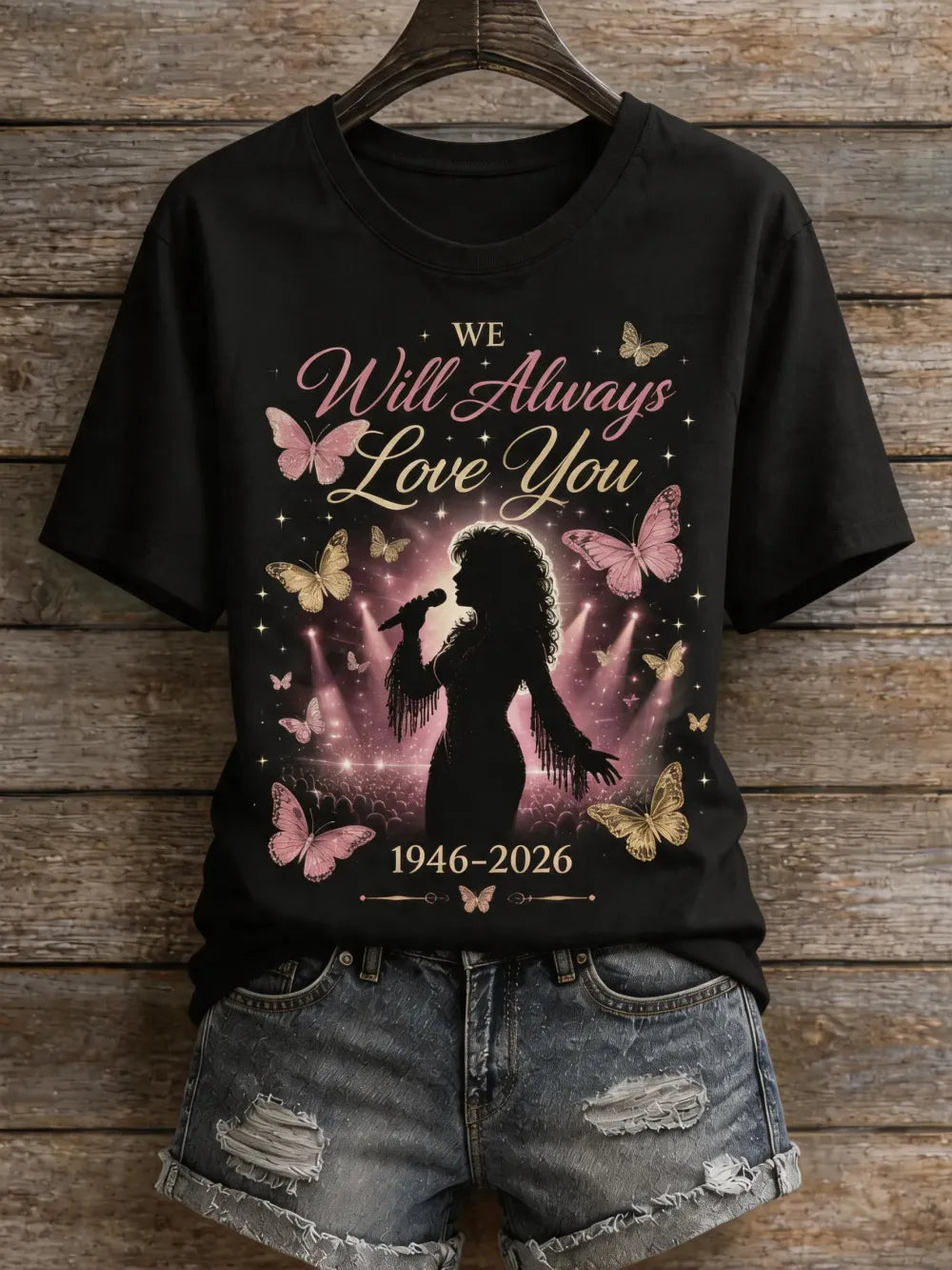 Women's _We Will Always Love You_ Print V-Neck T-Shirt
