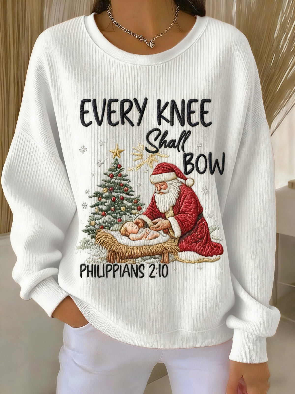Women's Casual Faith Print Knit Sweatshirt