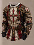 Men's Vintage "Faith Knight" Armor Graphic Casual Sweatshirt