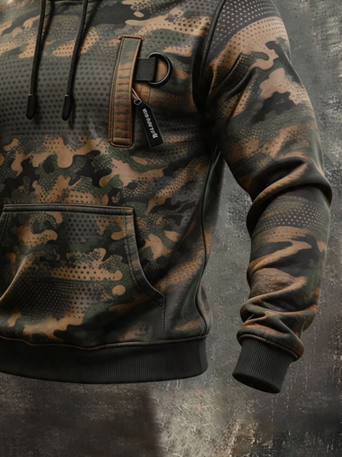 Men's Vintage Camouflage Print Hoodie