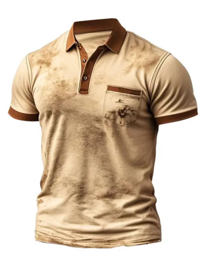 Classic casual retro short sleeve polo shirt for men