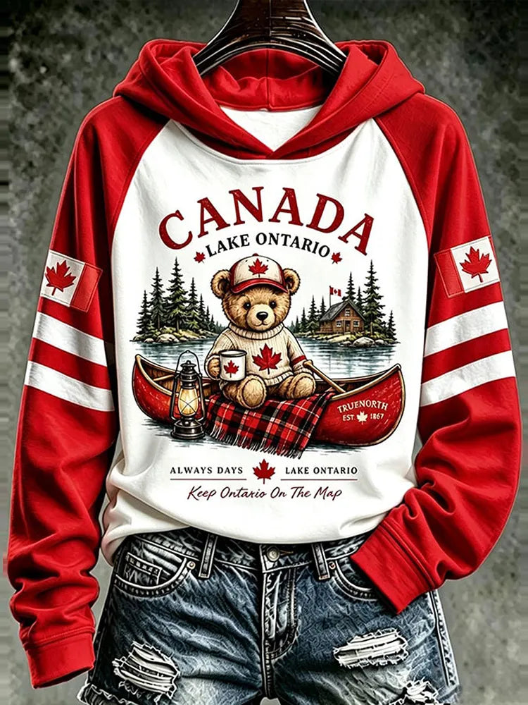 Women's Canada Lake Ontario Printed Casual Hoodie