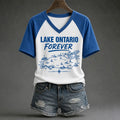 Women's Lake Ontario Forever Print V Neck T-shirt