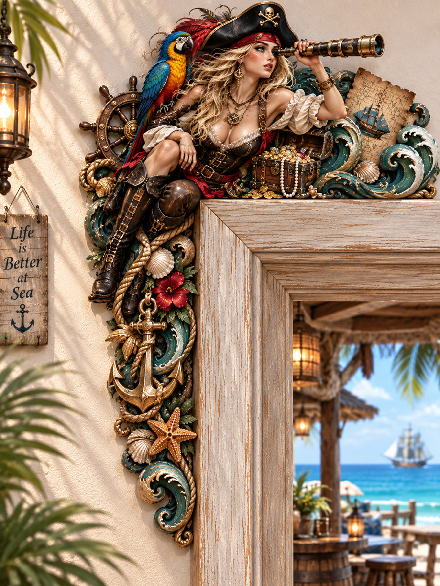 Pirate Queen Wooden Door Corner Decor