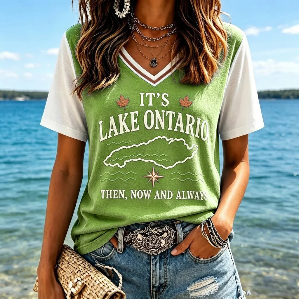 Women's "it's Lake Ontario. Then, Now And Always" V-neck T-shirts