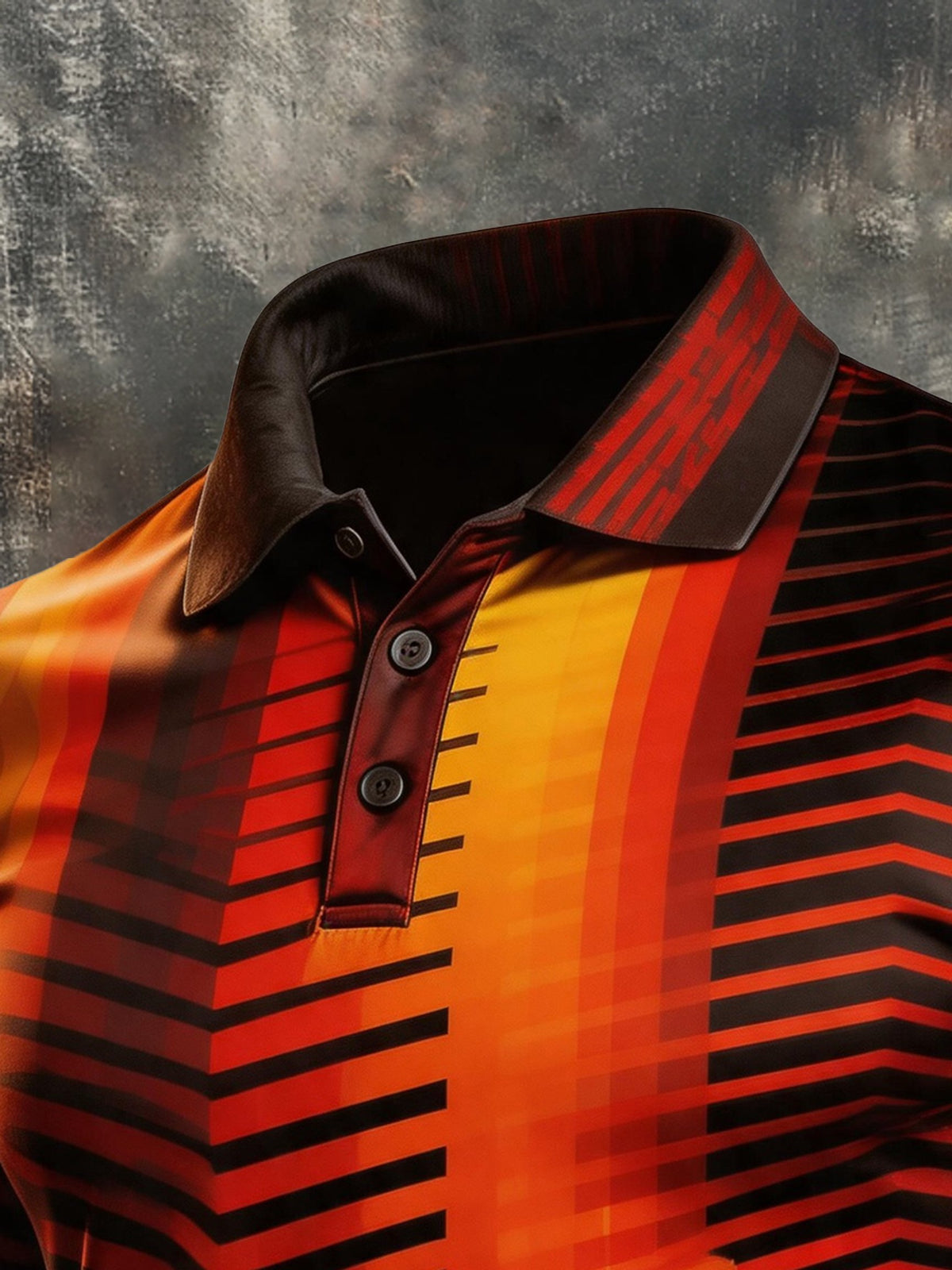 Men's Retro Color-Block Short-Sleeve Polo Shirt