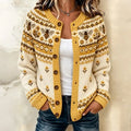 Women's Vintage Bee And Floral Print Casual Knit Cardigan Sweater