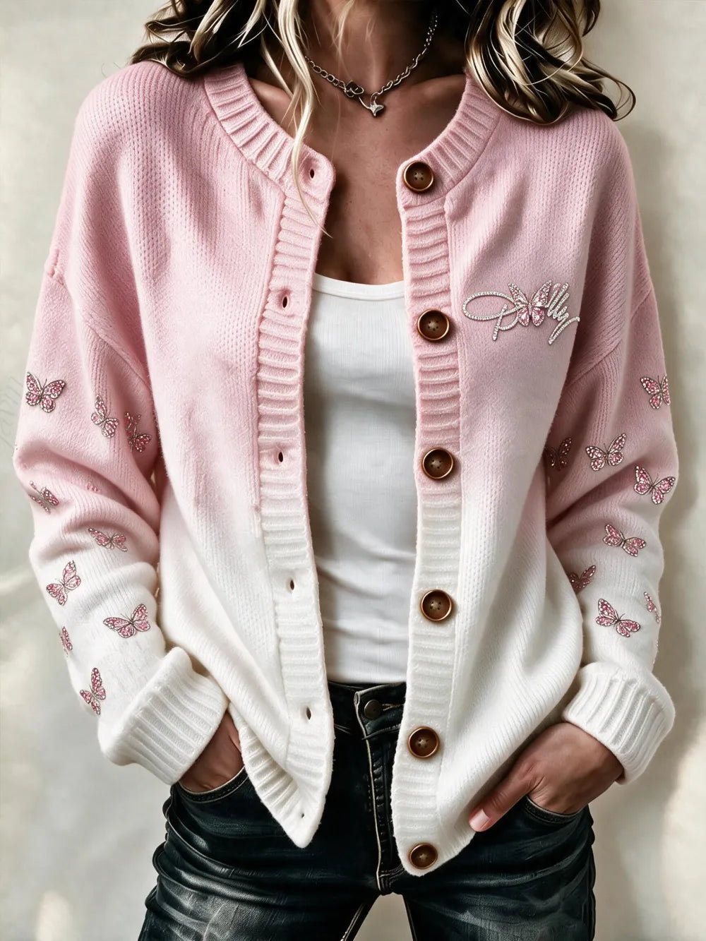 Women's Pink Witch Knitted Cardigan