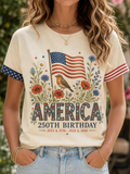 Women's American Flag Printed Casual T-shirt