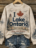Women's Retro Lake Ontario Print Sweatshirt