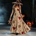Women's Halloween Voodoo Doll Cosplay V-neck Maxi Dress