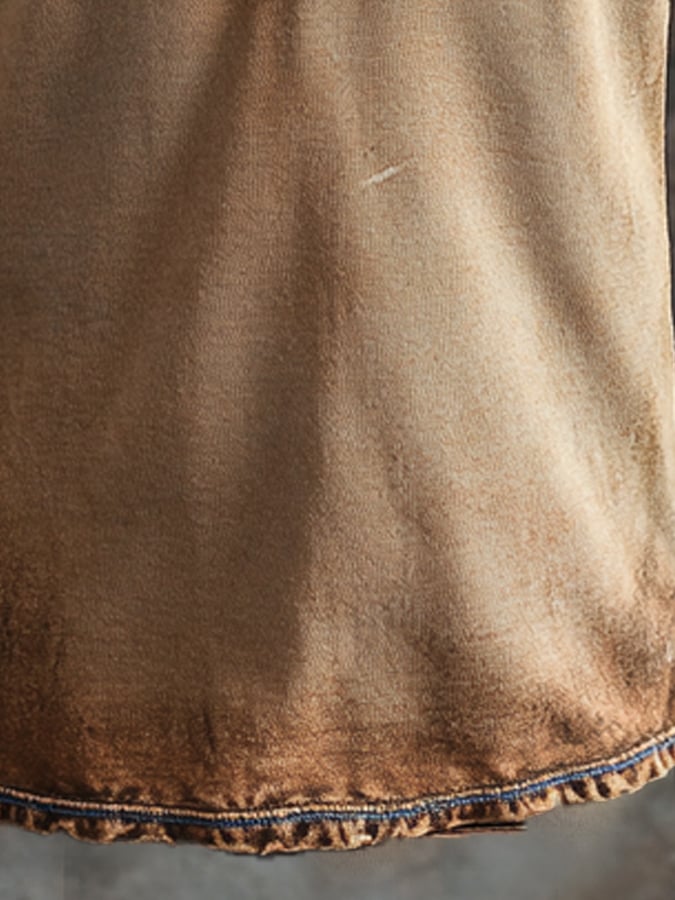 Men's vintage-style Henley print short-sleeved T-shirt