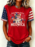 Women'S American Cat Printed Casual T-Shirt