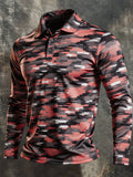 Men's Retro Color-Block Long-Sleeve Polo Shirt