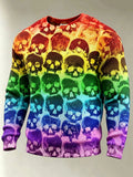 Men's Rainbow Skull Print Sweater