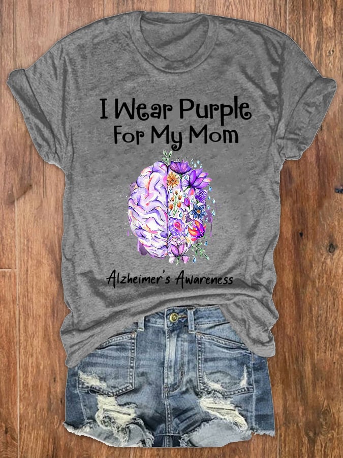 Women's I Wear Purple For My Mom Alzheimer's Awareness Tee