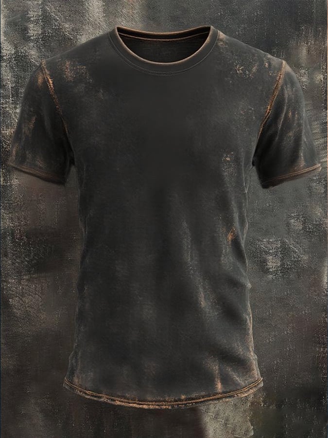 Men's casual washed round neck short sleeve t-shirt