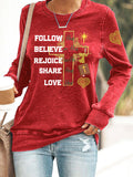 Retro Christmas Follow The Cross Believe In The Lord Rejoice With The Spirit Share The Word Love Like Jesus Print Sweatshirt
