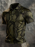 Men's Retro Color-Block Camouflage Short-Sleeve Polo Shirt