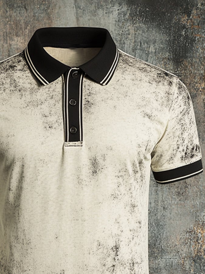 Men's casual short sleeve retro style polo shirt with contrast color
