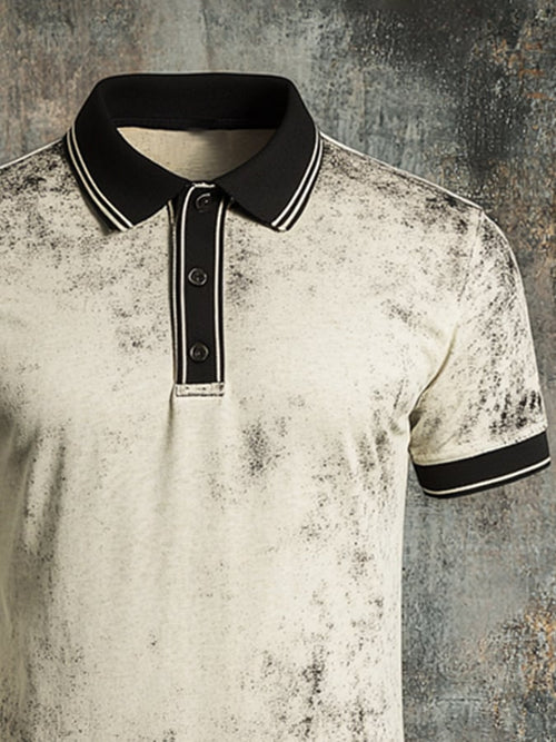 Men's casual short sleeve retro style polo shirt with contrast color