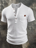 Men's Vintage Textured Knit Henley T-Shirt