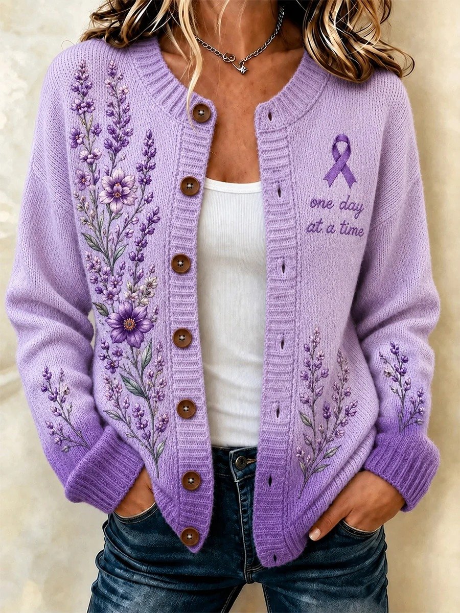 Women's Alzheimer's Awareness Print Cardigan