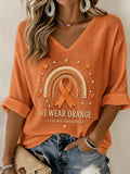Women's Leukemia Awareness Casual Printed T-Shirt