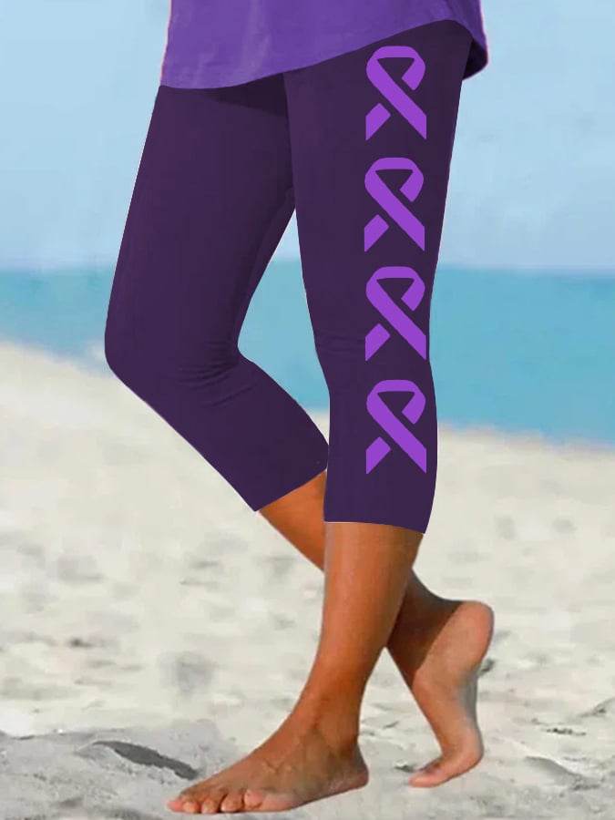 Women's Purple Alzheimer's Awareness Cropped Leggings
