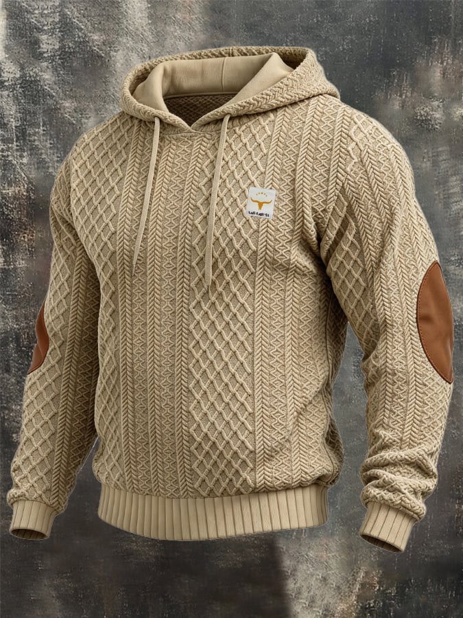 Men's Vintage Textured Cotton Comfortable Hoodie
