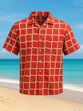 Men's Fashion Plaid Casual Holiday Short Sleeve Shirt Tops