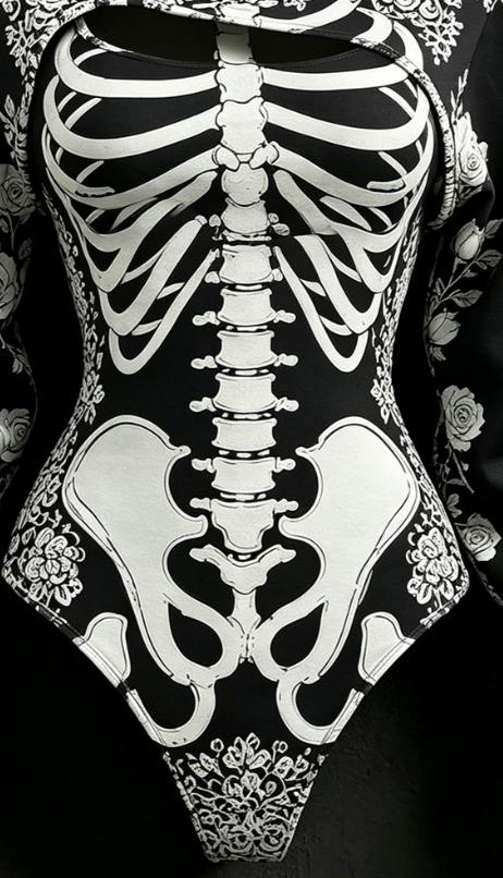 Women's Retro Bone-style Rose Floral Print Hoodie Two-piece Set