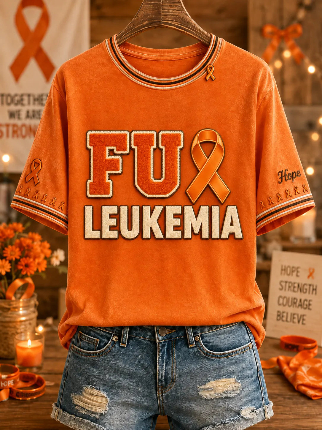 Women's F*ck Leukemia Print T-shirt