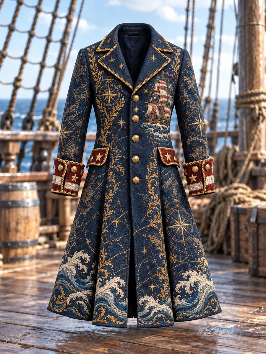 ⛵ Men's Starry Map & Sailing Warship Pirate Coat