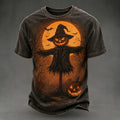 Men's Retro Halloween Theme Pumpkin Print T-shirt