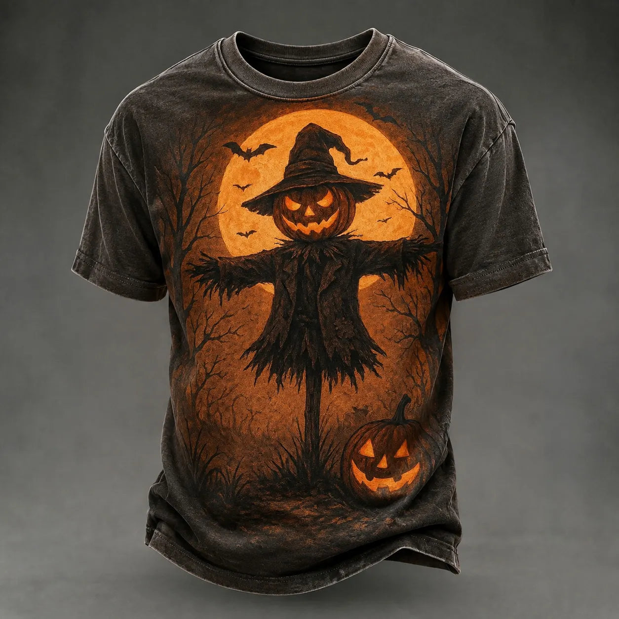 Men's Retro Halloween Theme Pumpkin Print T-shirt
