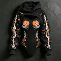 Women's Retro Halloween Pumpkin & Skeleton Hand Print Casual Two-piece Set