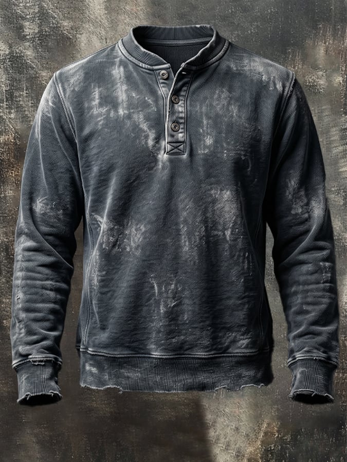 Men's Vintage Comfort Henley Sweatshirt