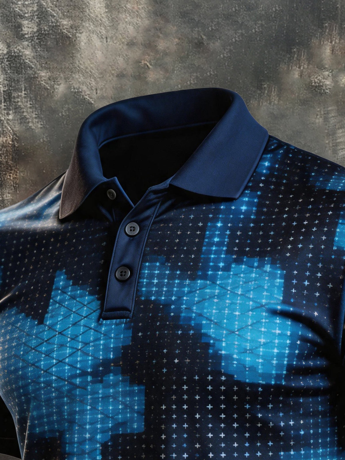 Men's Retro Color-Block Camouflage Short-Sleeve Polo Shirt