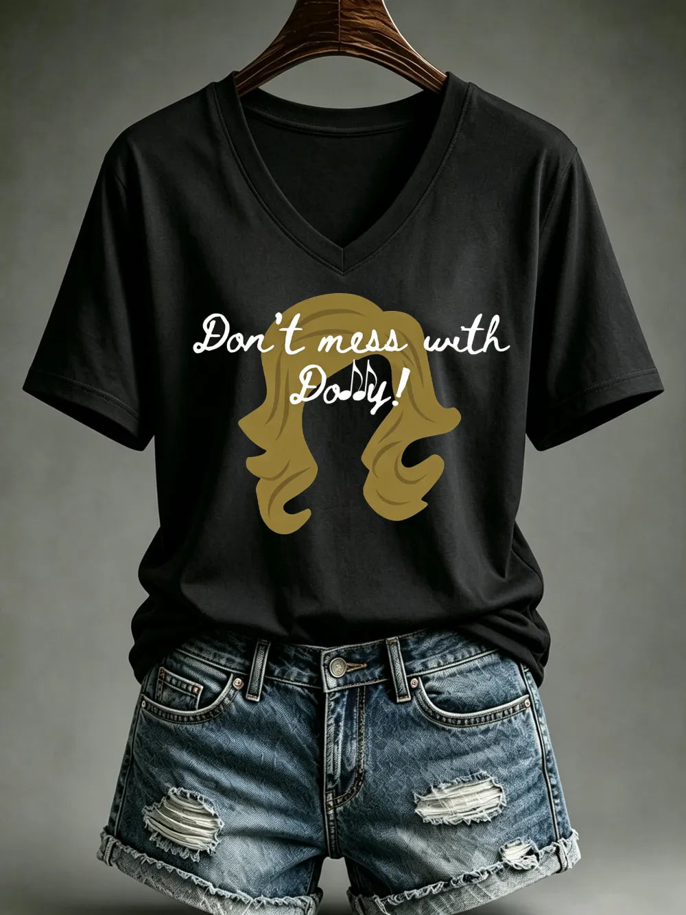 Ladies' Casual Commemorative Legendary Print V-Neck T-Shirt