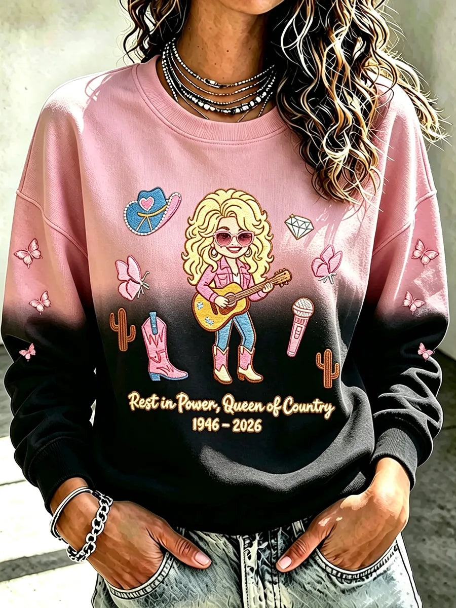 Women'S Commemorative Printed Round Neck Hoodie