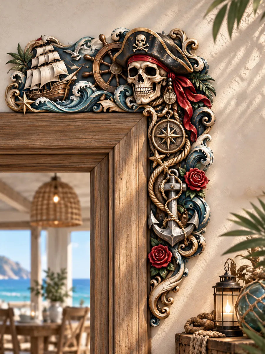 Pirate Nautical Wooden Door Corner Decor