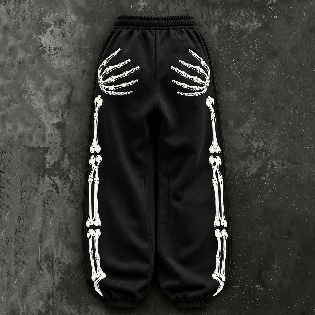 Women's Vintage Halloween Skull Outline Casual Sweatpants