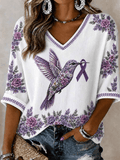 Women's Alzheimer's Awareness Support Casual V-Neck T-Shirt
