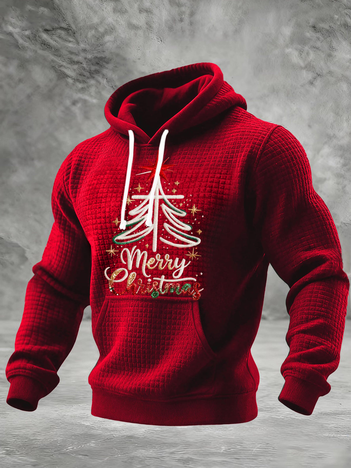 Men's Retro Merry Christmas Cross Christmas Print Hoodie