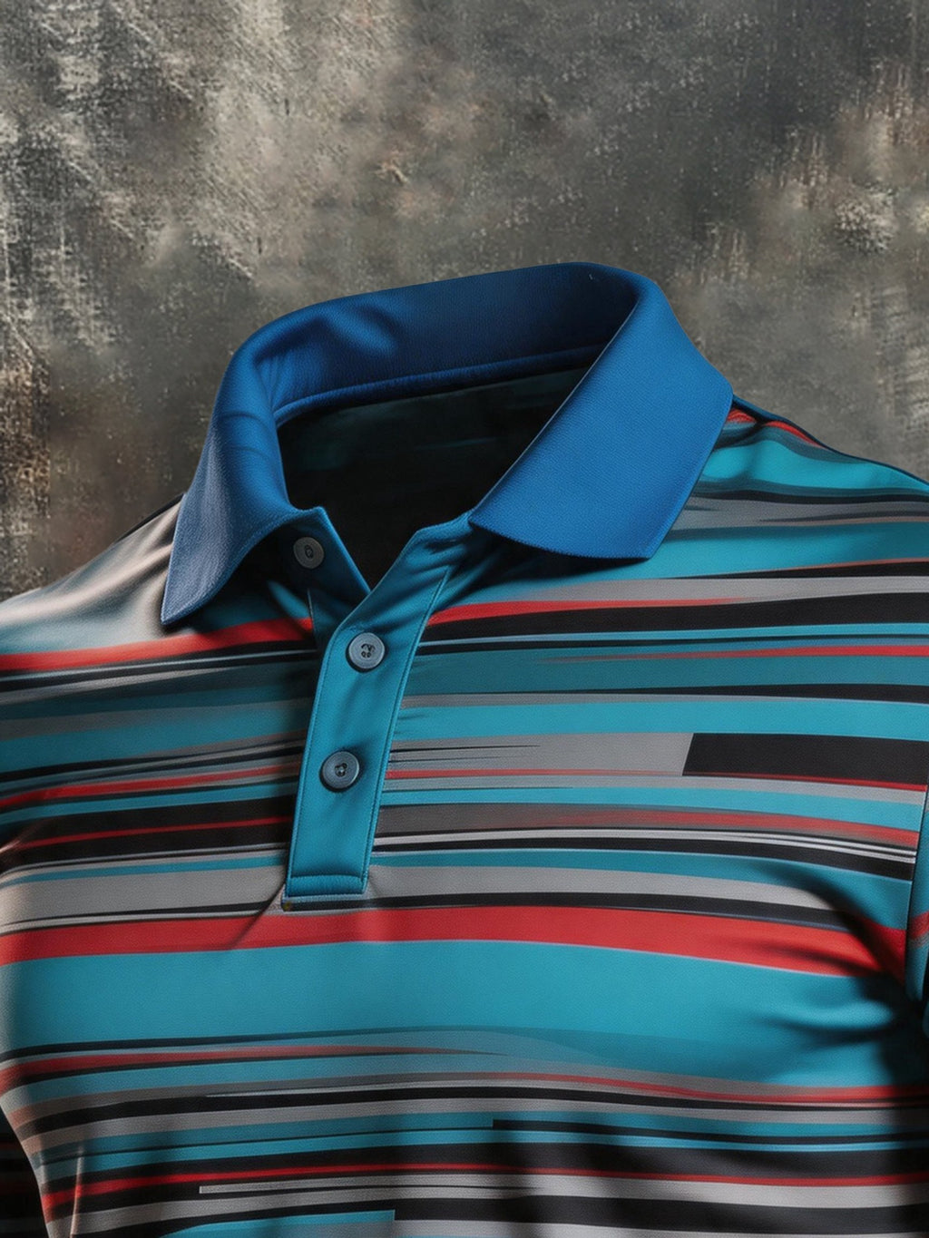 Men's Retro Color-Block Long-Sleeve Polo Shirt